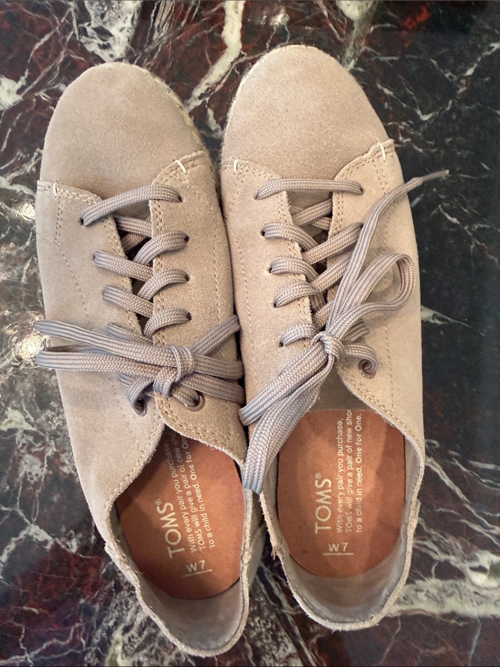 TOMS Beige Suede Lace-Up Sneakers